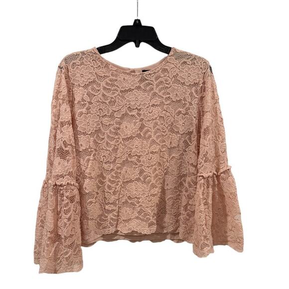 Worthington Tops - Worthington Pink Lace Women’s XL Bell Sleeve Top Romantic Floral Victorian